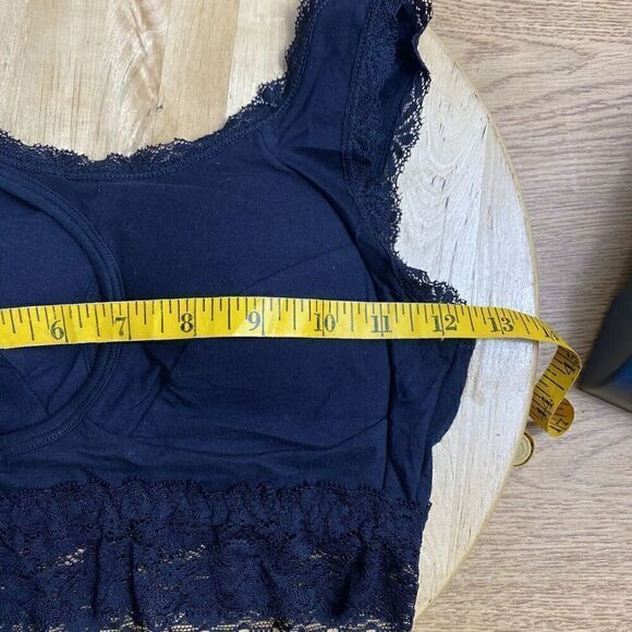 Bralette Lace Trim Cross No Wire Stretch Shaping Soft Cup Comfort Sleep Bra L - Picture 8 of 12